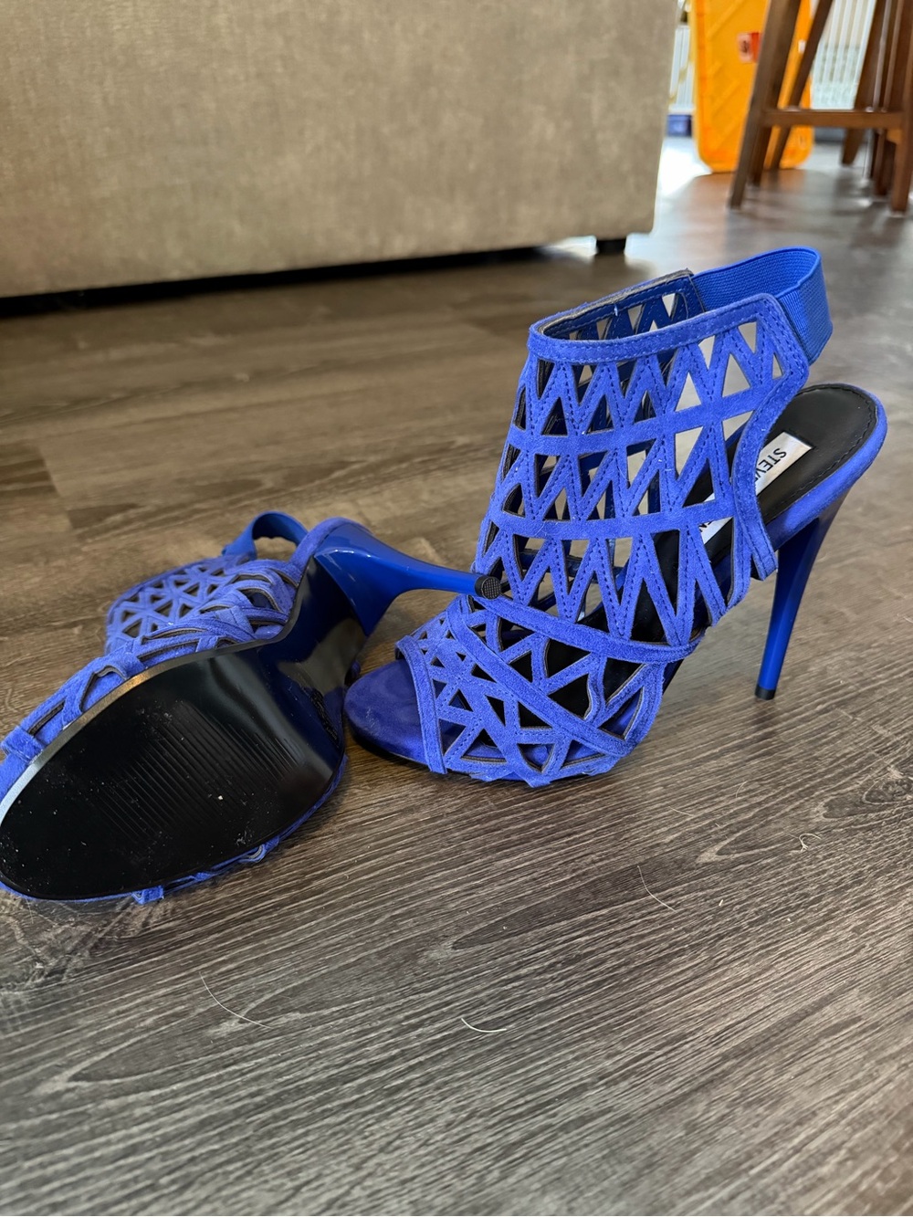 Steve Madden Cobalt Blue Geometric Cutout Stiletto Sandals